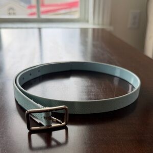 Light Blue Faux Leather Belt with Silver Buckle